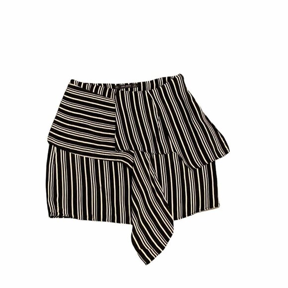 Zara Basic Special Collection Sz S Asymmetric Black Stripe Skirt Cupro #230J - Picture 5 of 6